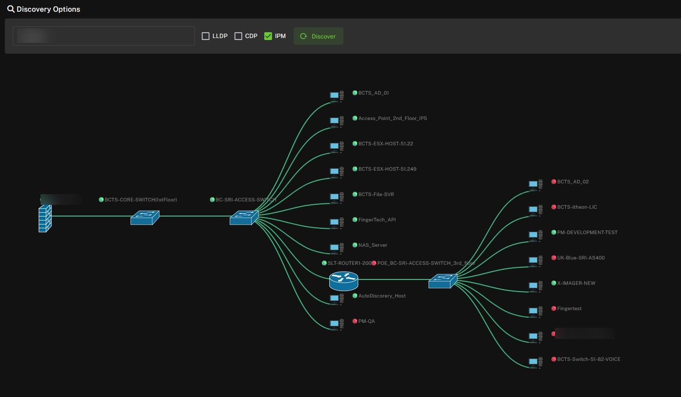 Automated network topology discovery map